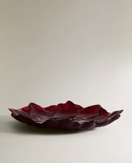 ZARA HOME СТЕКЛЯННАЯ ТАРЕЛКА НА РОЖДЕСТВЕНСКУЮ ТЕМАТИКУ, КРАСНЫЙ