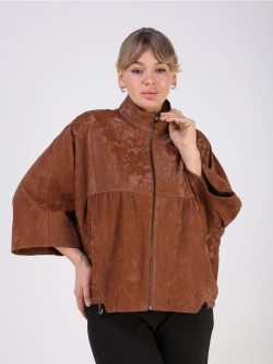 Кожаная куртка демисезонная замшевая с принтом