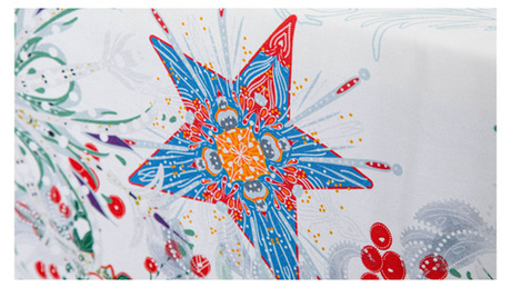 Скатерть 168х350см Mix&Match Home Счастливая звезда белая с принтом