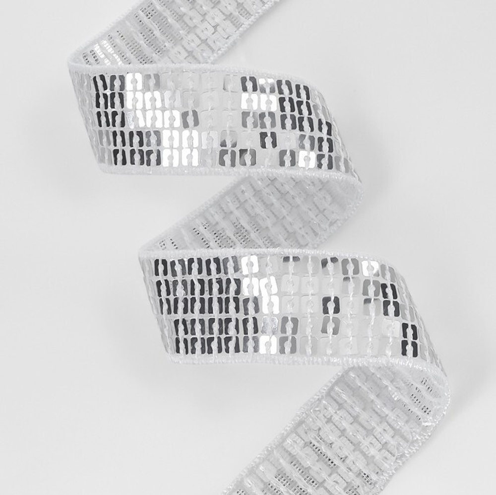 Лента декоративная с квадратными пайетками 25 мм