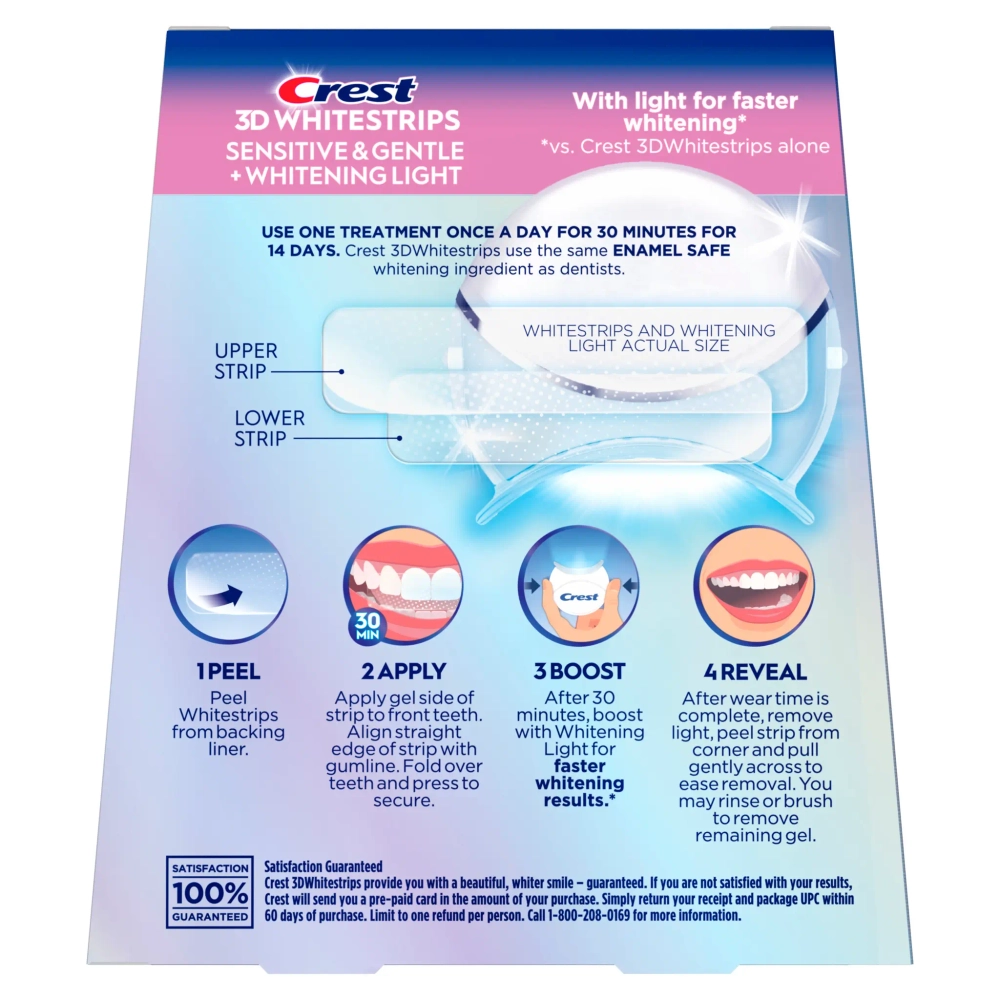 Отбеливающие полоски для зубов Crest 3D Whitestrips Sensitive Light