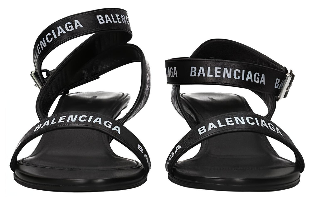 Balenciaga Leather One Strap Sandals 4cm Women"s Black