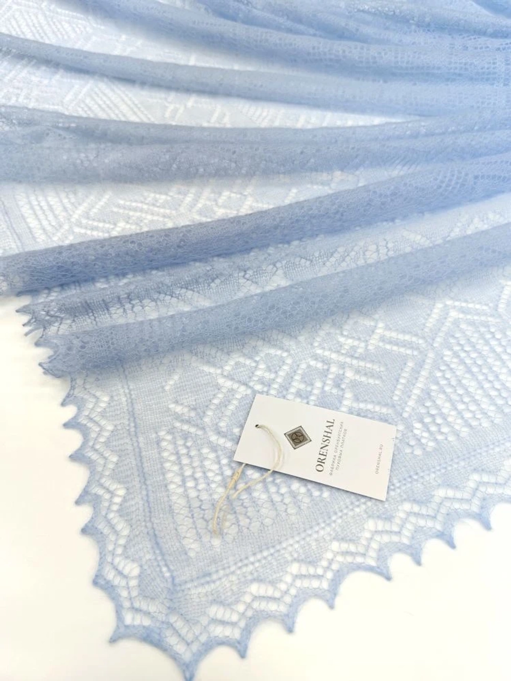 Оренбургский пуховый платок-паутинка А150-04 голубой