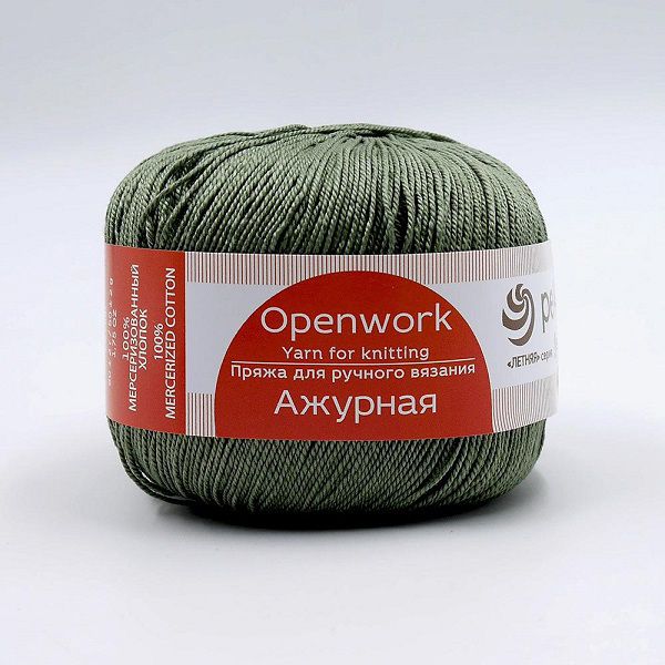 Пряжа Пехорка Ажурная / уп.10 мот. по 50 г, 280 м, цв.038 полынь