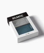 Мужские трусы шорты Atlantic, набор из 2 шт., хлопок, серый меланж + морская волна, 2RMH-011