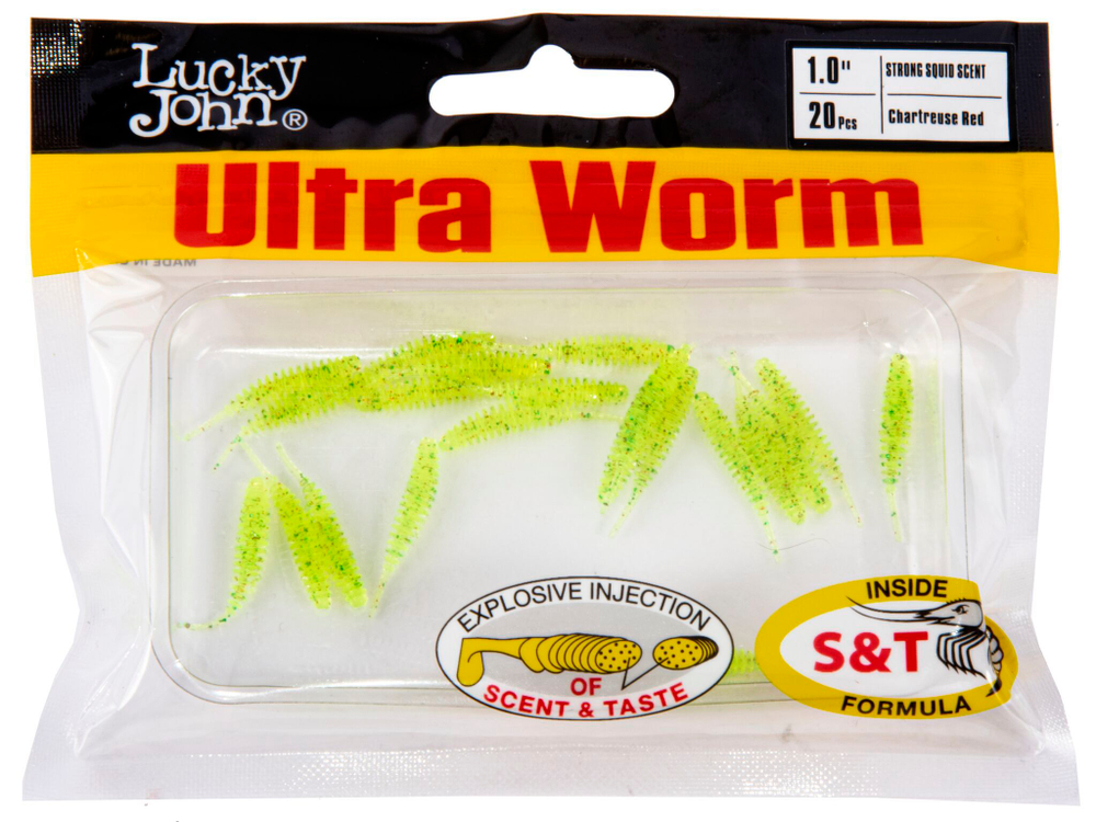 Слаги съедобные искусственные Lucky John ULTRAWORM 1 in (25 мм), цвет S15, 20шт.
