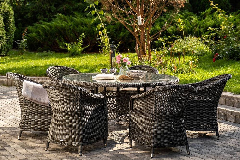 "Эспрессо–150 R" обеденная группа плетеная, цвет графит