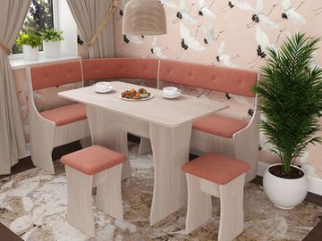 Кухонный уголок bello "Оливьер" (Вишня Хансен/Рогожка Bjork Coral (AT)) -G/Л1