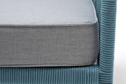 "Канны" кресло плетеное из роупа, каркас алюминий светло-серый (RAL7035) муар, роуп бирюзовый круглый, ткань светло-серая