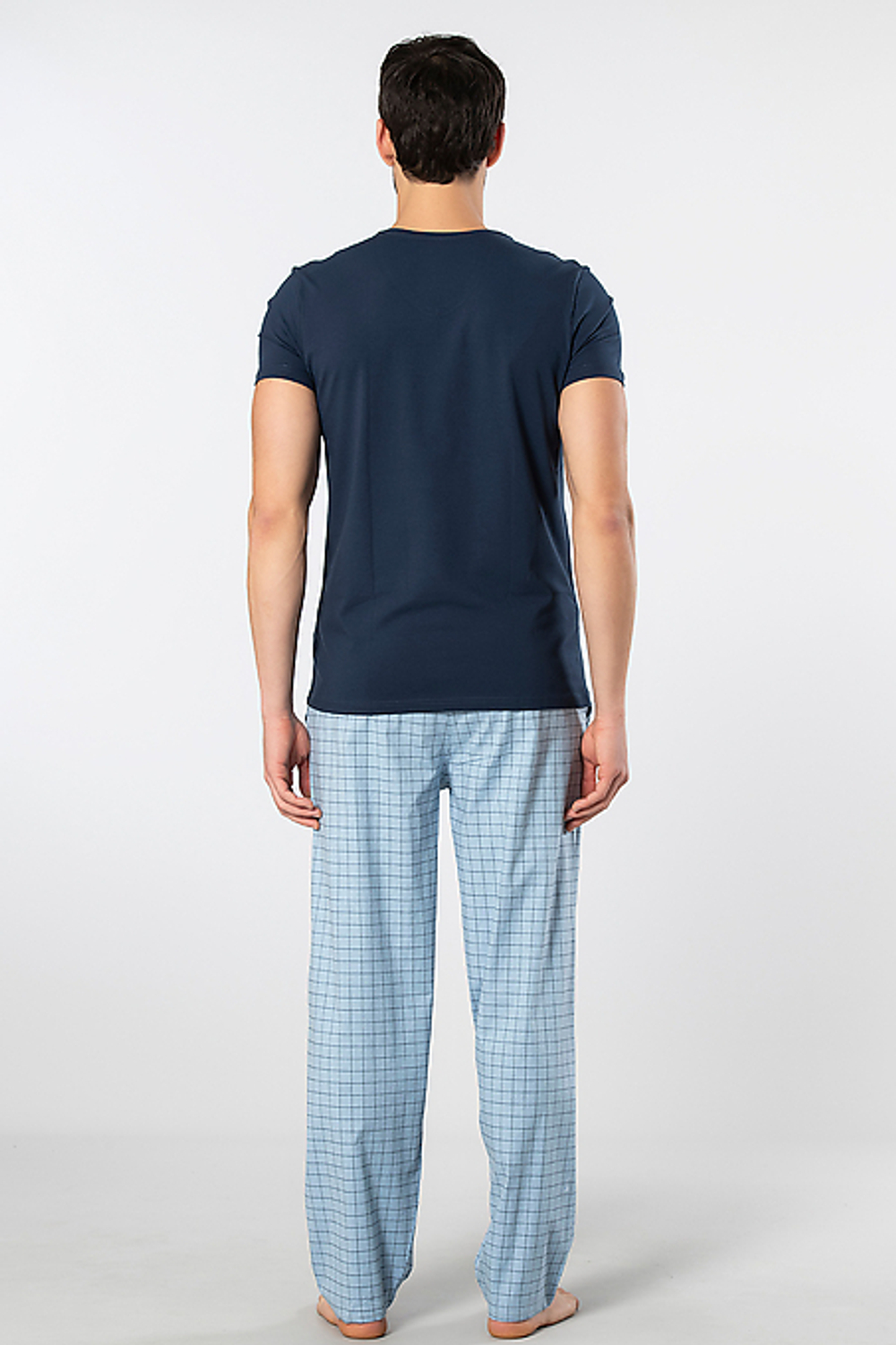 Пижама мужская индиго + голубой мел.клетка