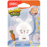 Точилка DELI "Magic Zoo" животные, пластиковая, 1 отверстие, с контейнером, ассорти