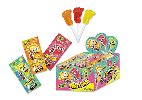 Леденцы на палочке с шип. карам. "Пяточка" 12*24шт 9г