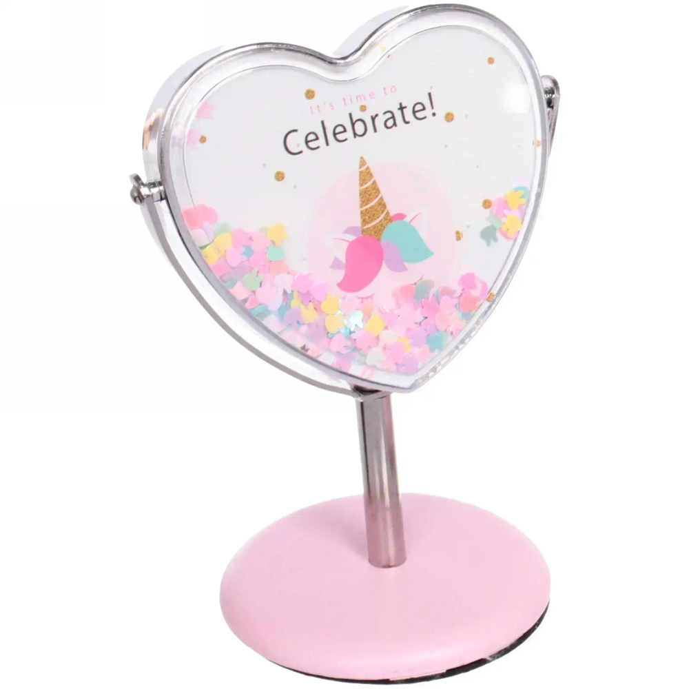 Зеркало настольное на ножке «Stylish image - Единорожек Оливер», сердце, 8*14 см (картон. коробка)
