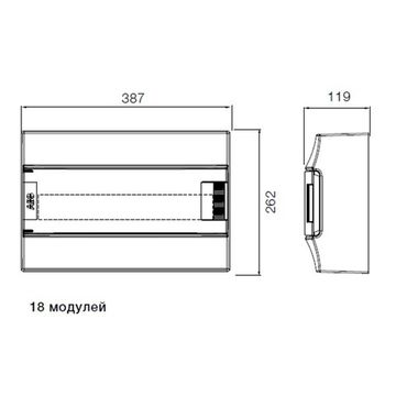 Бокс ABB Mistral41 накладной 18М (1x18) белая дверь с винтовым клеммным блоком