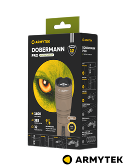 Фонарь Armytek Dobermann Pro Magnet USB. Sand, тёплый свет