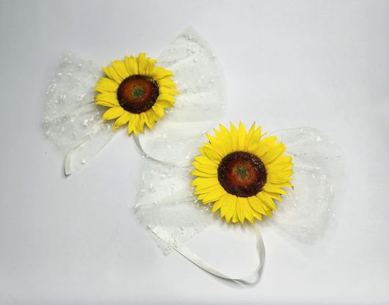 Свадебные Украшения банты с цветами, подсолнух, набор 2 штуки