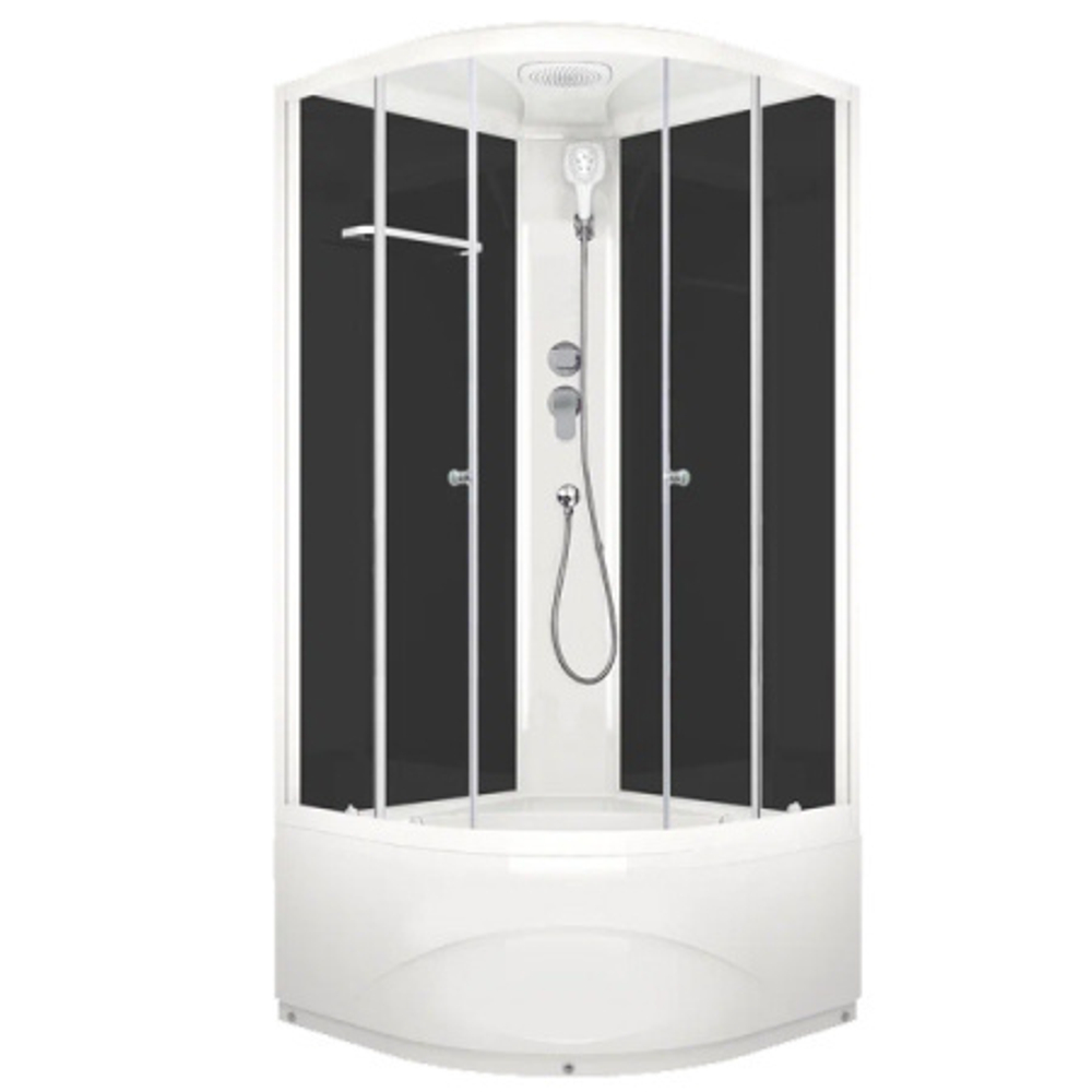 Душевая кабина Domani-Spa Delight Slim 88 high 800*800*2180, высокий поддон, прозрачное стекло, задняя черная панель, без электрики