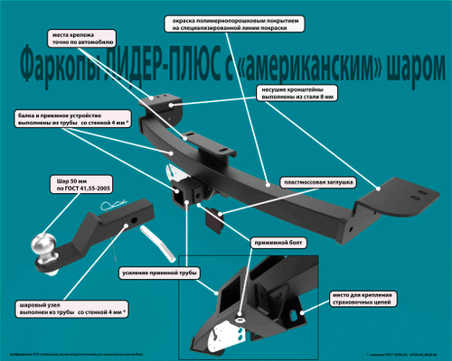 Фаркоп Лидер-Плюс для MERCEDES M CLASS (W164) 2005-2011/ MERСEDES GLS (W166) 2016- ( ШАР ВСТАВКА 50*50 ) с электрикой (Smart) и сертифкатом в комплекте арт.(M205-E)