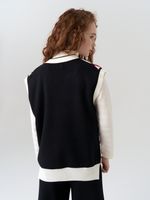 Жилетка в школу для девочки AT1011 черный-молочный