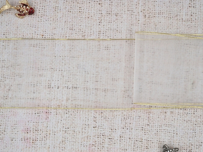 Лента капрон для бантов с метанитом, ш. 7,5 см (прозрачный с золотом)