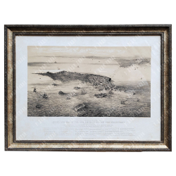 Кайзер Александр. Вид на остров, гавань и укрепления Кронштадта. Литография с тоном. 1850-е гг.