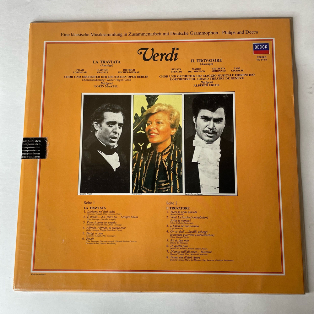 Винтажная виниловая пластинка LP Verdi Верди, Травиата, La Traviata Und Il Trovatore (Auszuge) (Германия 1985) (Запечатана)