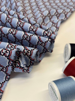 Хлопок Gucci голубой с дизайнерским лого