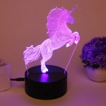 Светильник ночник «3D-Волшебный Единорог» на пластиковой подставке, с включателем USB