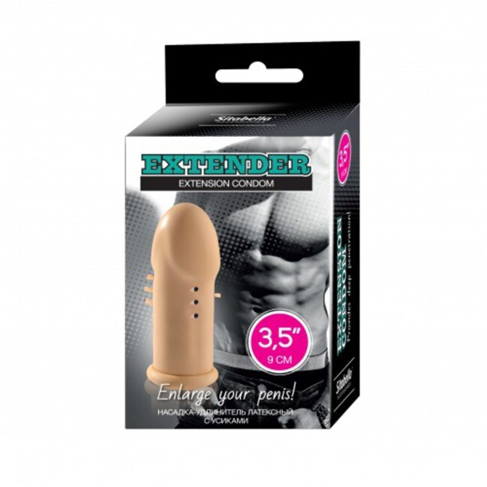 Удлиняющая и стимулирующая насадка на пенис Extender с усиками (9 см, телесный) (Цвет: телесный)