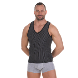 Мужская майка черная в белую полоску Hustler Blue Line