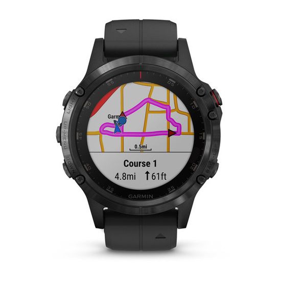 Мужские мультиспортивные часы Garmin Fenix 5 Plus Sapphire - черные с черным ремешком 010-01988-01