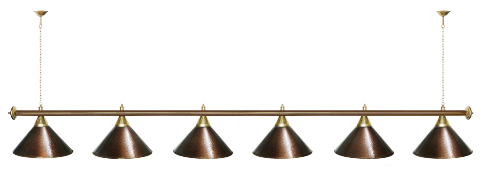 Лампа STARTBILLIARDS 6 пл. (плафоны зеленые,штанга зеленая,фурнитура золото)