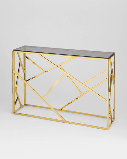 Консоль АРТ ДЕКО 115*30 золото стекло smoke