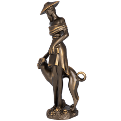 Скульптура Девушка с собакой Бронза