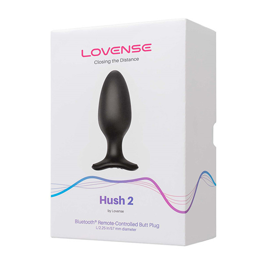 Черная анальная вибропробка 5,7см с управлением через приложение Lovense Hush 2 Anal Vibrating Butt Plug Size L Black