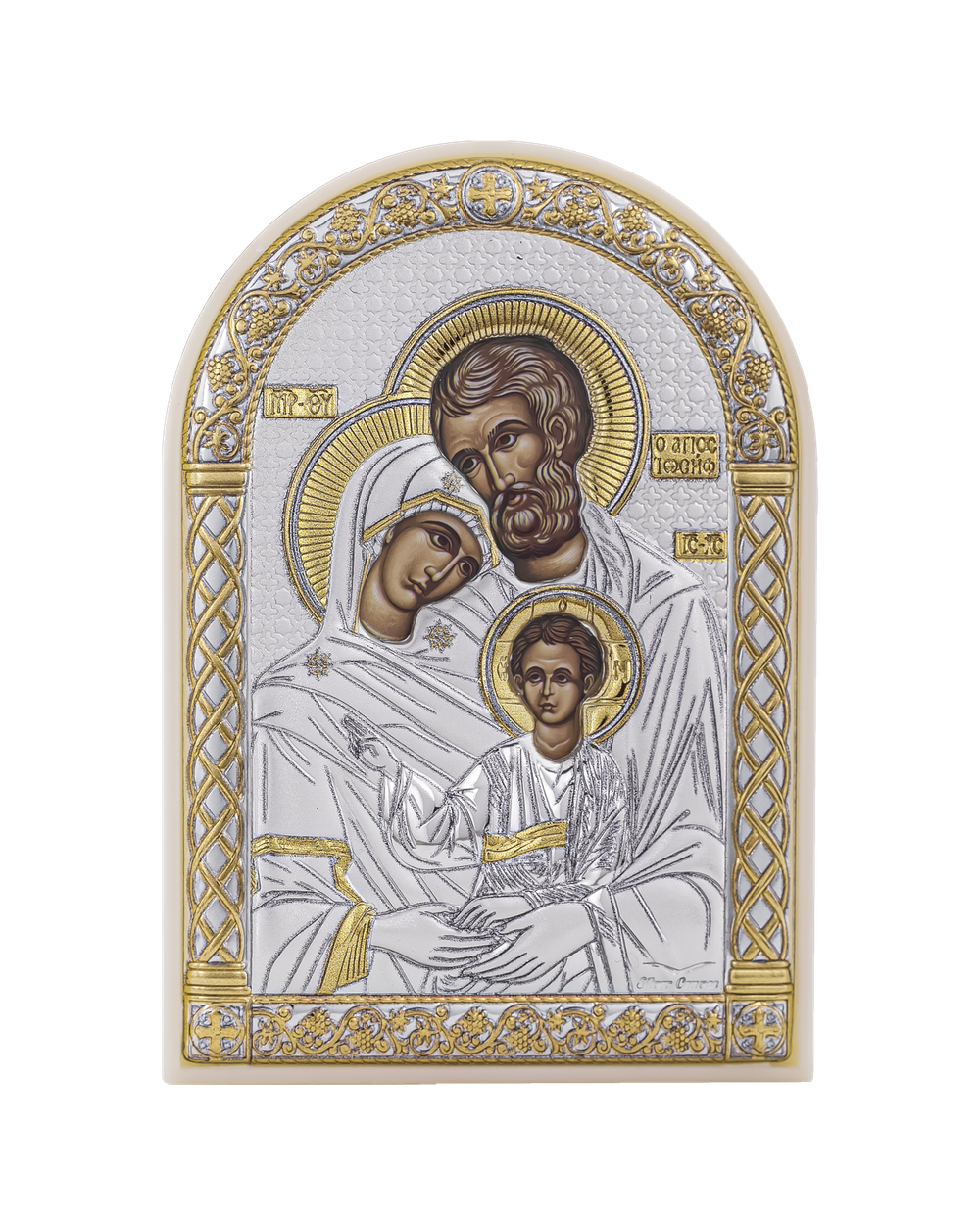 Св. Семейство, икона арочная, пластик белый 80х115