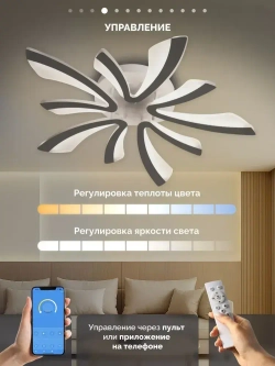 Люстра потолочная светодиодная с пультом 80 вт 25 кв.м. 3500-6500К