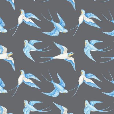 ласточки на юге на синем