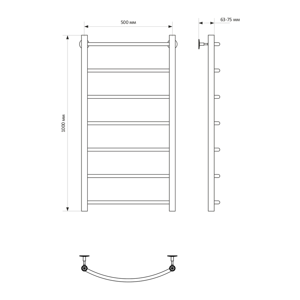 Полотенцесушитель MIXLINE CAPELLA 100х50 (1/2'' ВР, 7 перекладин) водяной