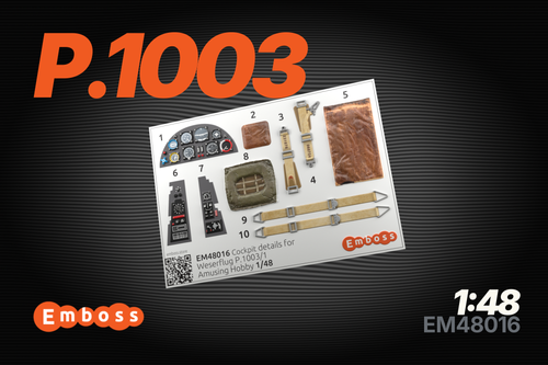 Weserflug P.1003 cockpit details set for Amusing Hobby 48A002 1/48 (3D decal)