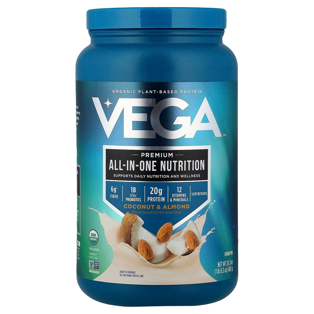 Vega, премиальный комплекс All-In-One Nutrition, кокос и миндаль, 687 г (1 фунт, 8,3 унции)