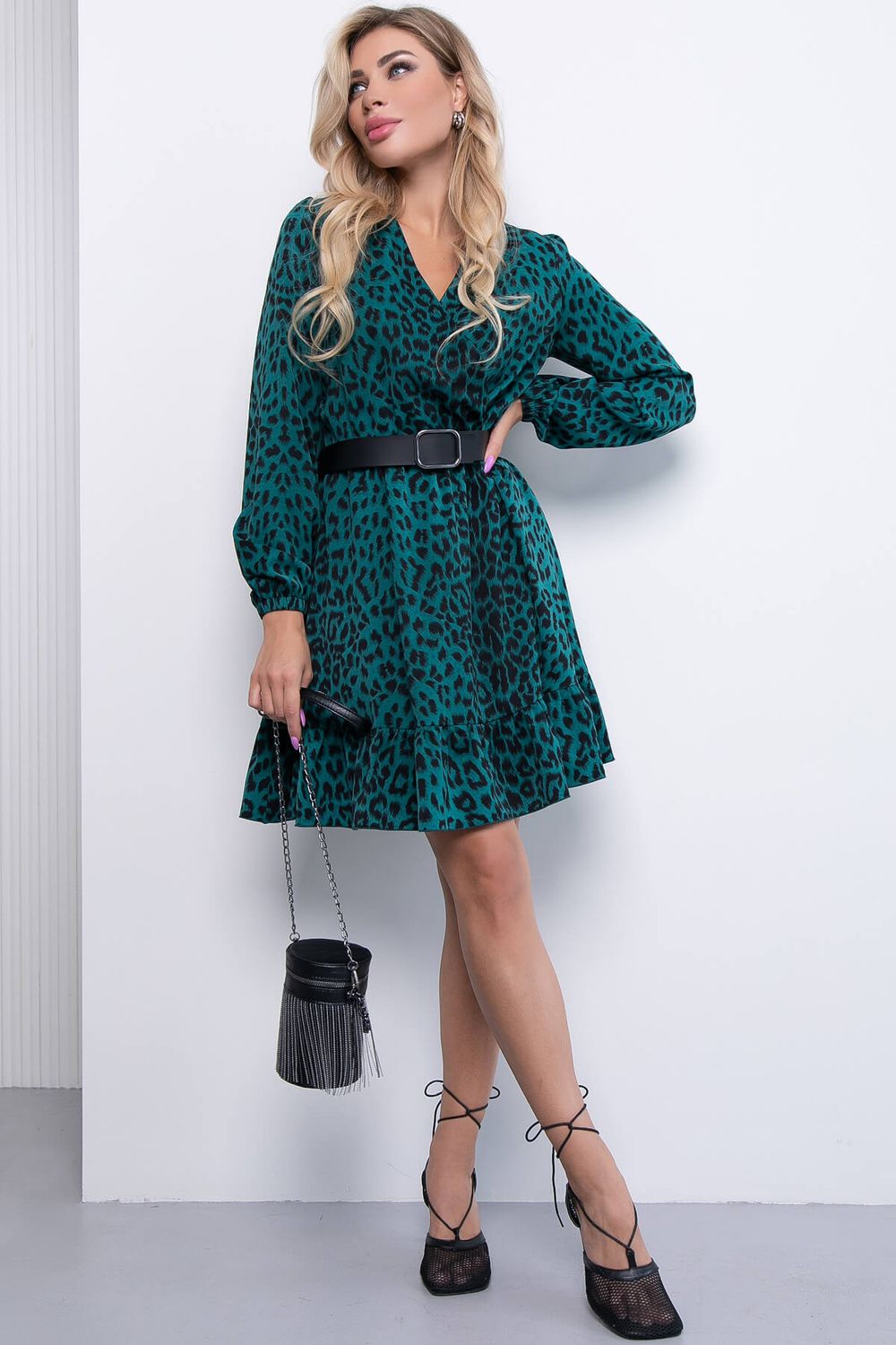 Платье "Мелания" (лео/грин) П7036 LT Collection