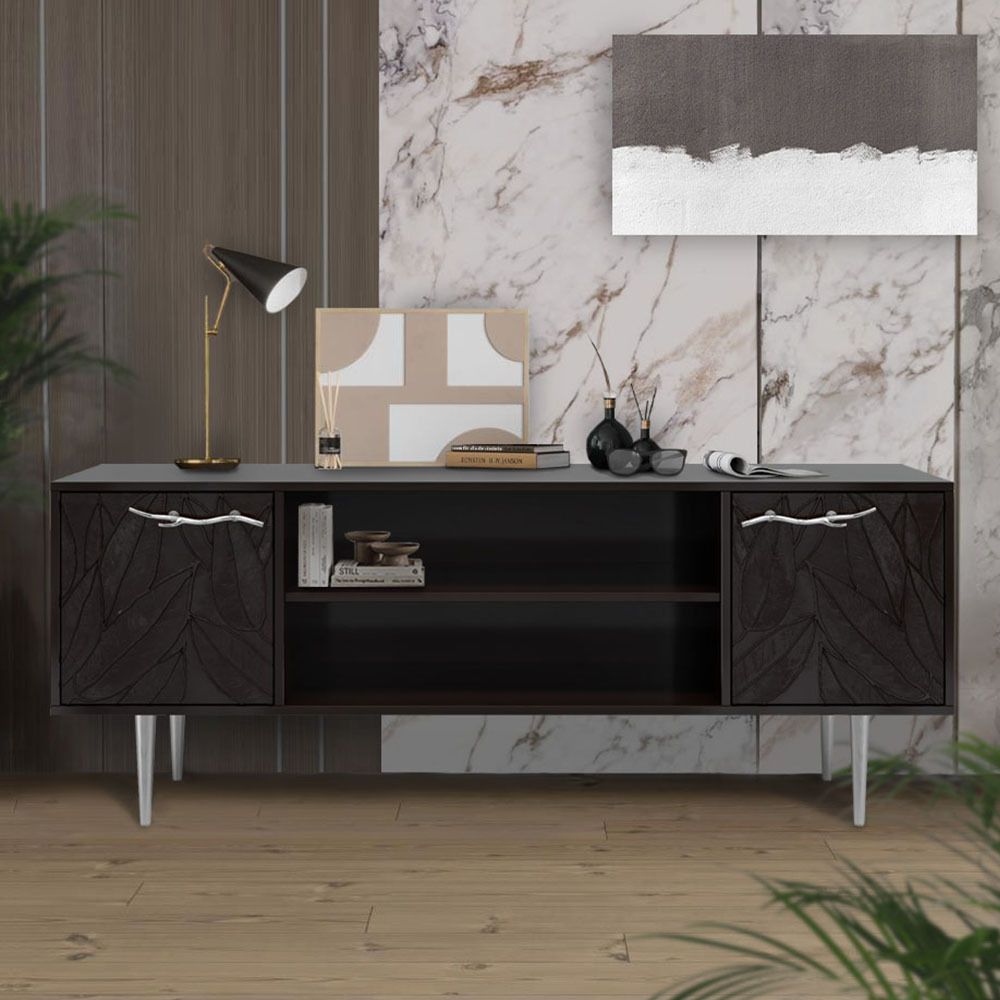 Тумба под ТВ Арт Колор leaves 155см Стайл Сильвер Терпкий коричневый