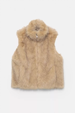 PULL&BEAR Жилет из искусственного меха, серо-коричневый