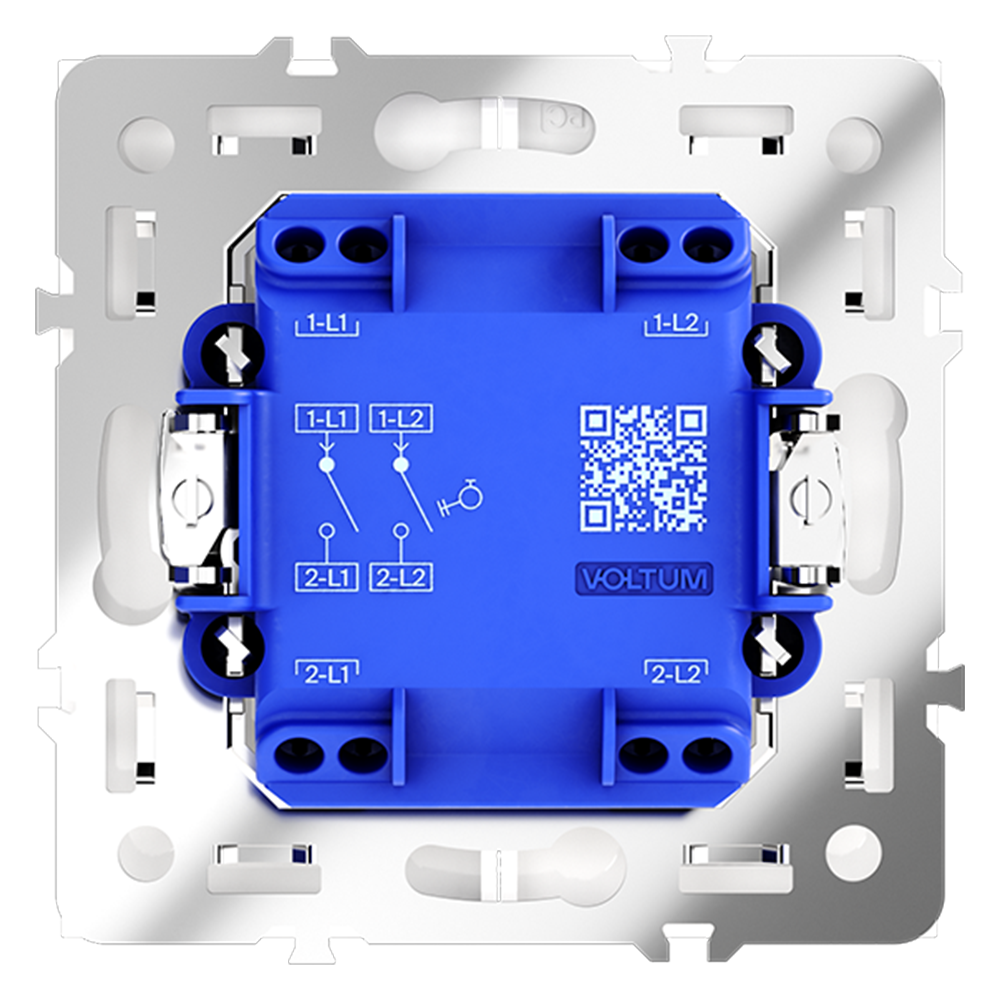 Выключатель с самовозвратом встраиваемый VOLTUM S70 двухклавишный 10А, (белый глянцевый)