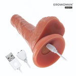 Телесный вибратор Erowoman с возвратно-поступательными движениями и пультом ДУ - 21 см. (Цвет: телесный)