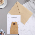 Открытка с деревянным элементом "Поздравляю!" ручная работа, мишка, 14,7х10,5 см