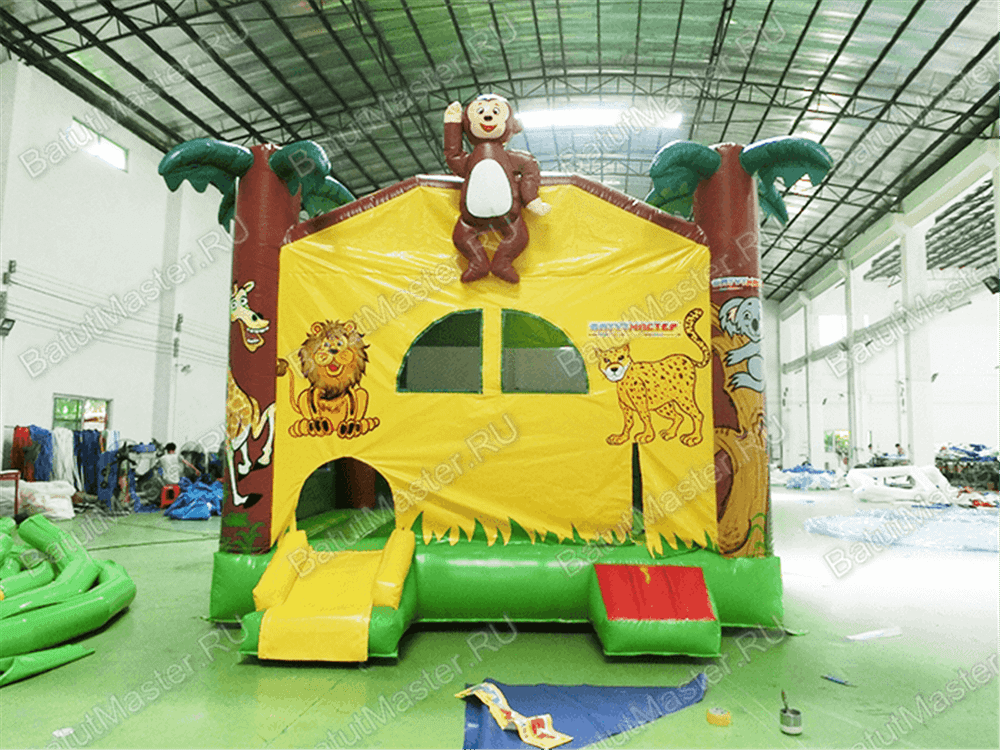 Коммерческий надувной батут "Джунгли" с крышей