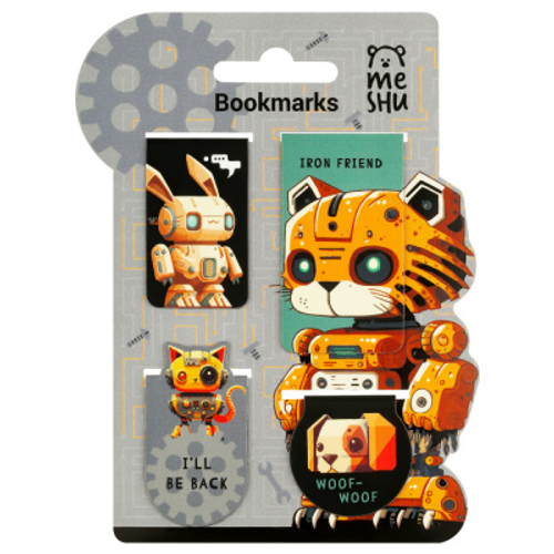 Закладки магнитные для книг, 4шт., MESHU "Iron friend", матовая ламинация