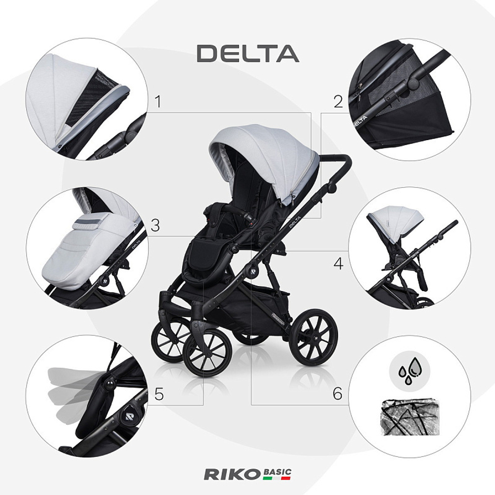 Детская коляска Riko Basic Delta 3 в 1 01 Grey Fox